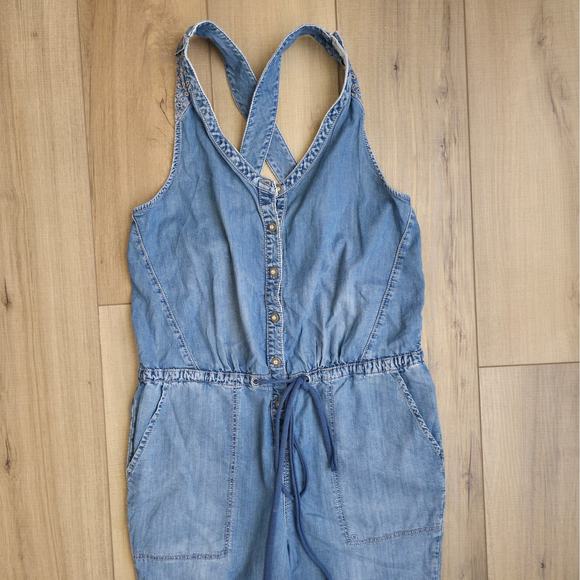 Anthropologie Holding Horses Tencel Chambray Overall Jumpsuit Women Sz 8 - Picture 10 of 12